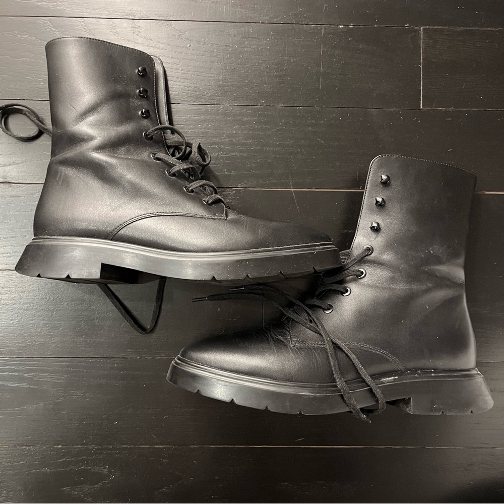 McKenzee Black Combat Boots shoes Stuart Wietzman size 7.5/38 coolest!